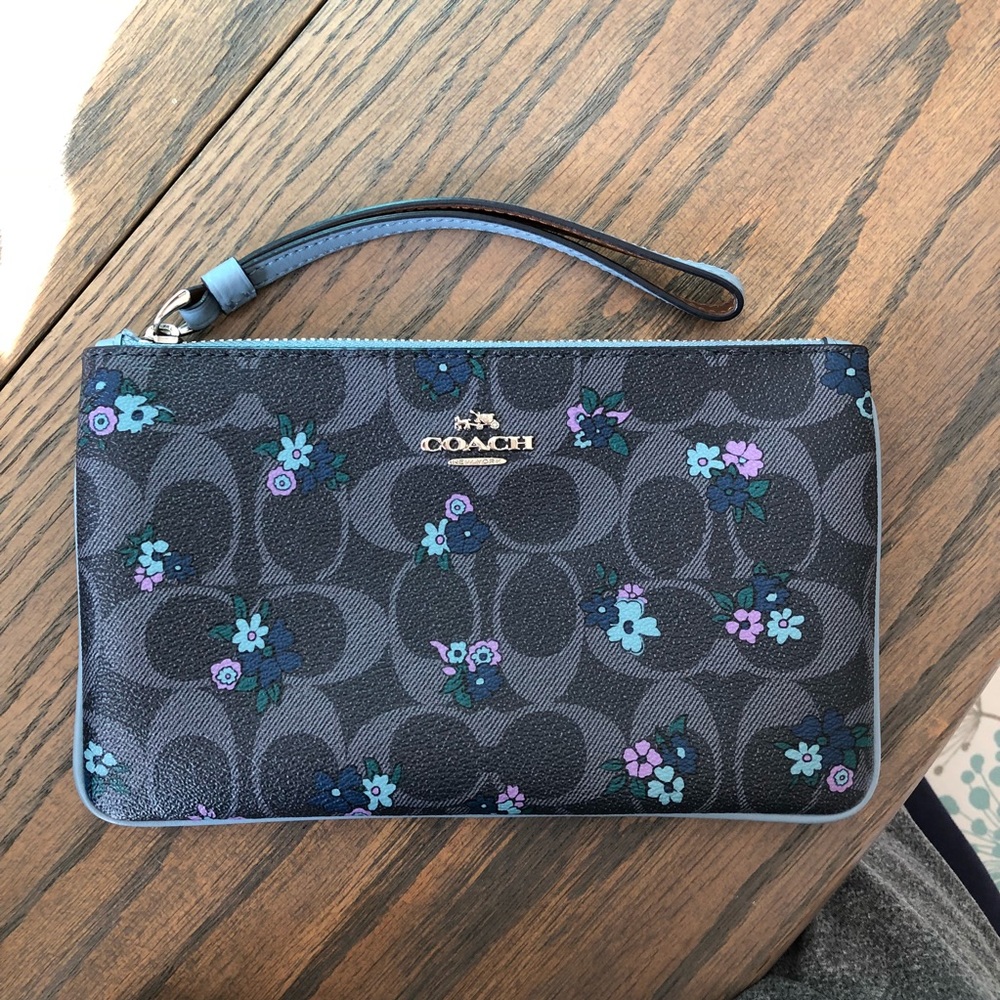 Coach Wristlet, Blue Floral